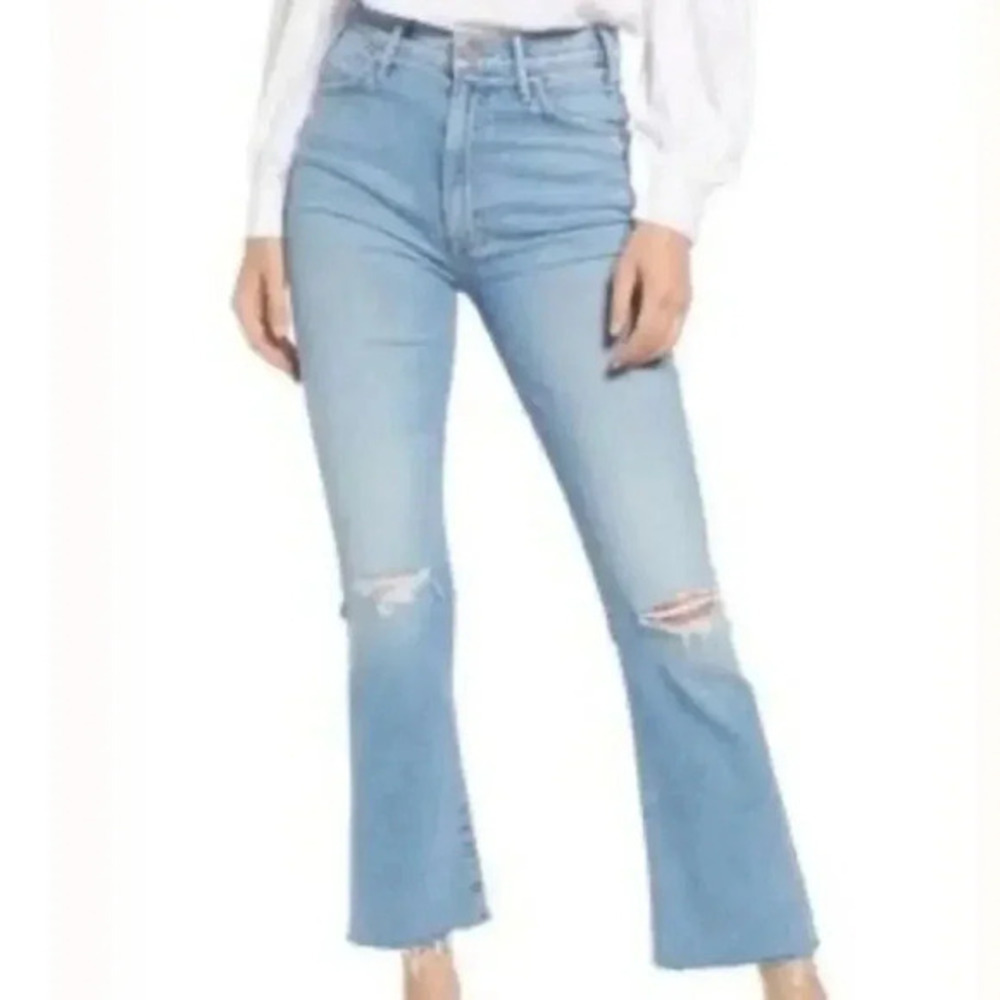 Mother The Hustler Ankle Fray Jeans Flare Thrilling Shots B314